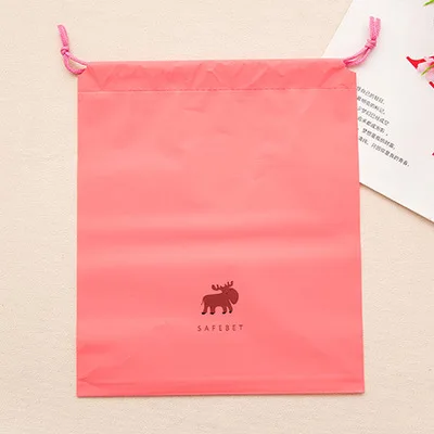 Водонепроницаемый шнурок сумки для путешествия разное хранение хлопка мешок мультфильм дизайн карман одежда обувь косметический Органайзер - Цвет: medium pink elk