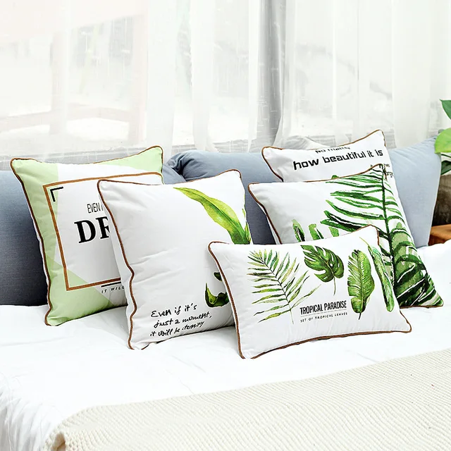Us 8 47 30 Off New Plant Cotton Soft Fabric Print Waist Pillow Custom Sofa Room Pillowcase Home Decor Cushion Cover Office Chair 30x50 45 45cm In