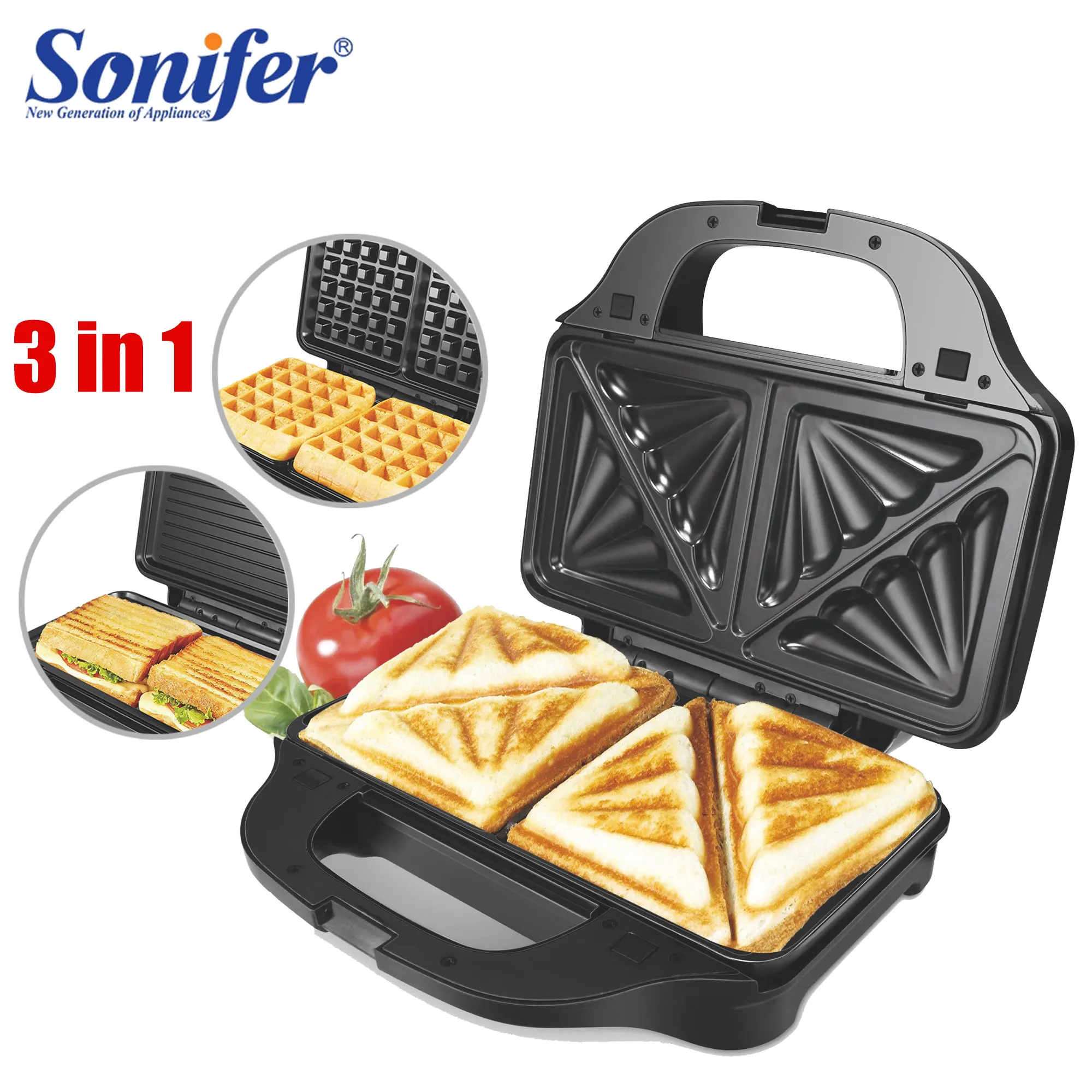 Buy 3 in 1 Electric Waffle Maker Iron Sandwich Machine