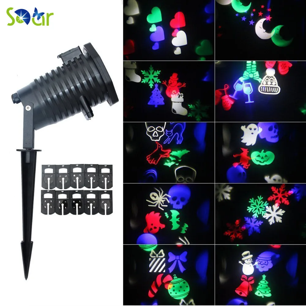 

Halloween Rotating Projection Moving Snowflakes Spotlight Lamp 10PCS For Christmas Garden Wall Party outdoor fairy decorations