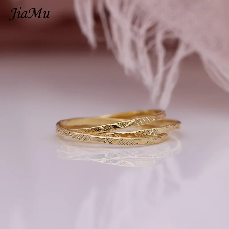 JiaMu, новинка,, модные простые три кольца, Переплетенные, маленькие изысканные 585 кольца из розового золота, женские свадебные украшения для вечеринок