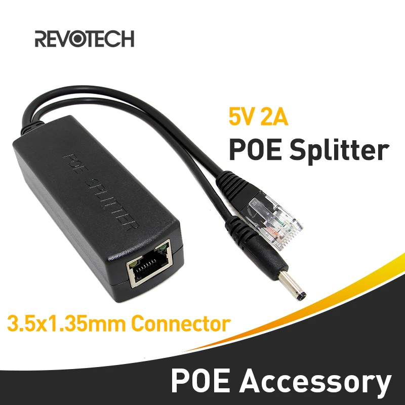 

IEEE 802.3af Standard & 5V 2A Output 10/100M PoE Splitter with 3.5x1.35mm Connector Power over Ethernet for IP Camera