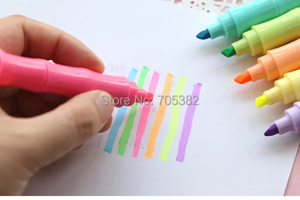 6 шт./партия Kawaii ручка-маркер для чтения флуоресцентная ручка офисные материалы для школы детские канцелярские принадлежности(ss-1307