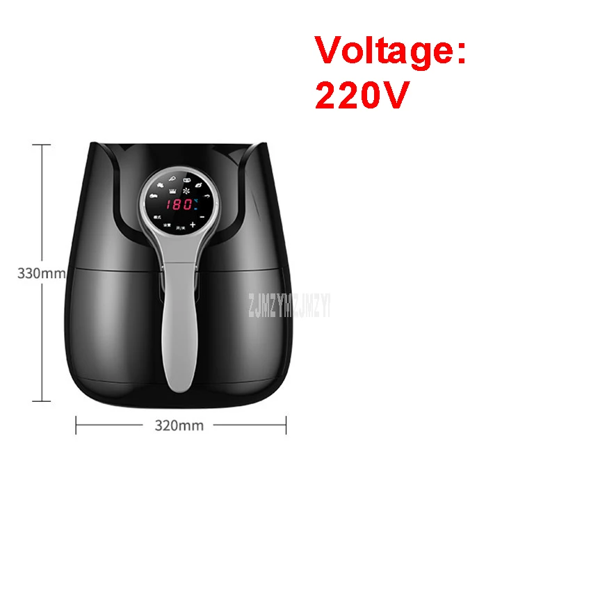 220V Black RH958 5L управление сенсорным экраном Электрический сковорода с ручкой горшок фритюрница воздуха котел для духовки без масла картофель фри делая машину 1400 Вт - Цвет: 220V Black