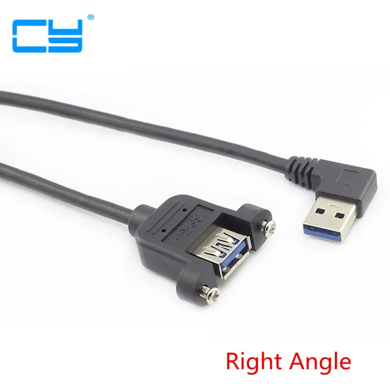 ZYS USB 3.0 Right Angle 90 Degree Extension Cable Male to Female Adapter Cord Length 18cm