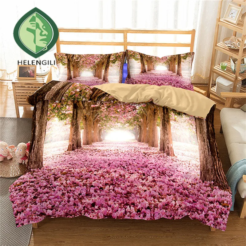 

HELENGILI 3D Bedding Set Forest dreamland Print Duvet cover set lifelike bedclothes with pillowcase bed set home Textiles #2-02