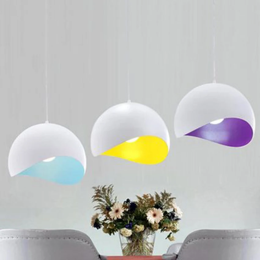

Nordic 7 Colors Macaron Semicircular Aluminum Pendant Lights Modern LED Hanglamp Dining Room Kitchen Fixtures Lighting Luminaire
