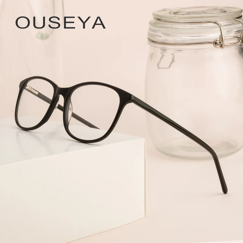 

Acetate Women Eyeglasses Frame Glasses-transparent Lens Retro Noughts Zero Vintage Prescription Eyewear Frame #CB3295