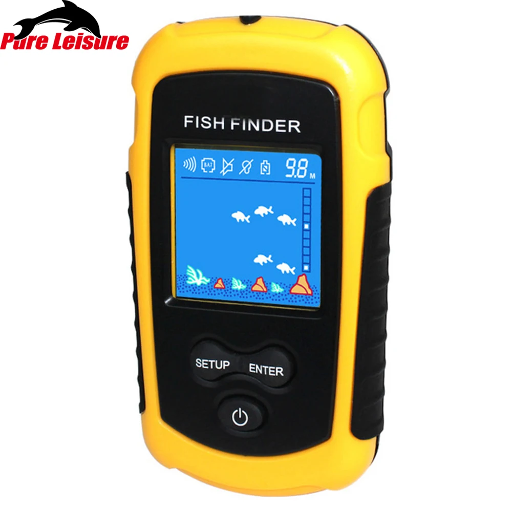 PureLeisure 2018 المحمولة Fishfinder إنذار الصيد الأسماك مكتشف سونار LCD الصيد إغراء السونار الصيد مكتشف إنذار 100 متر مجموعة