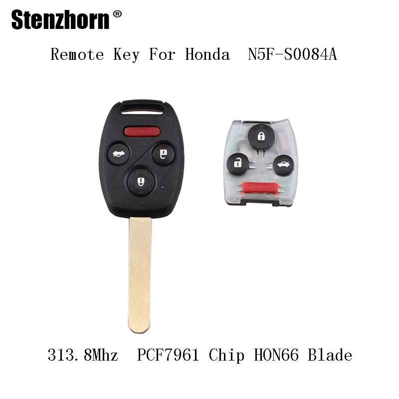 

Stenzhorn 313.8Mhz For Honda Civic EX Si 2006 2007 2008 2009 2010 2011 Remote Keyless Key Fob For Honda N5F-S0084A PCF7961 chip