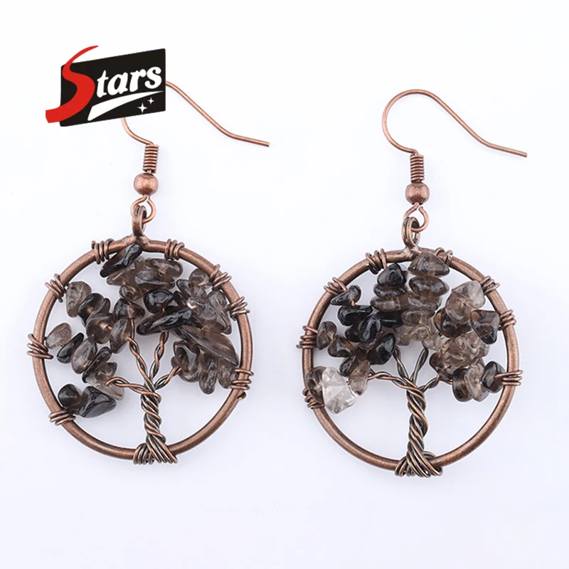 

Singreal Tea Crystal Tree of Life Natural Stone Earrings for Women Costume Jewelry Drop/Long Vintage Earrings Girl 2019