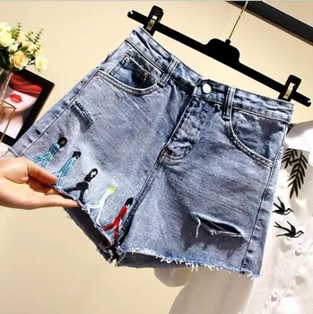 

Plus Size 5XL short Denim pants women Straight vintage sexy short Jean 2019 new high waist short Jeans feminino 55-100kg