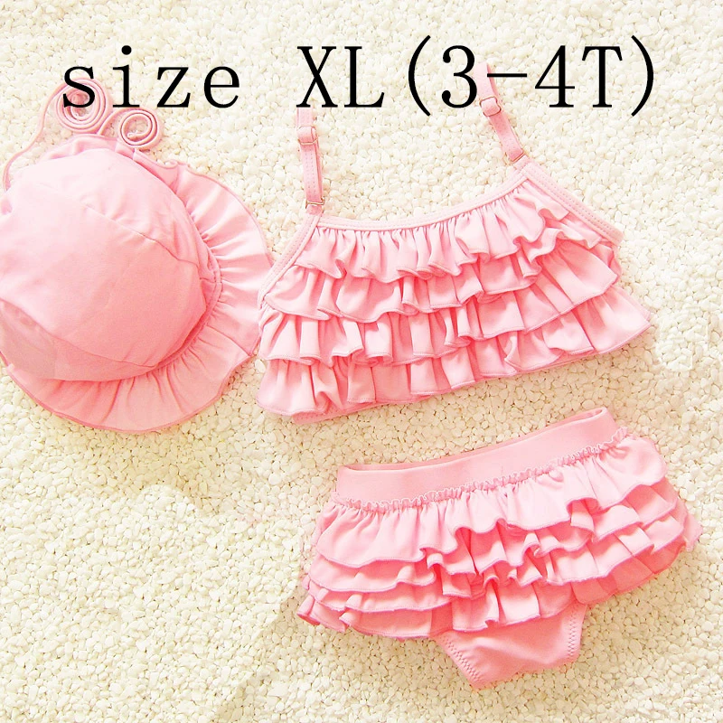 pink XL Dollplus/детский купальный костюм, Детский комплект из 3 предметов, бикини, летний купальный костюм для девочек, купальный пляжный костюм, высококачественные купальники для девочек - Цвет: pink XL