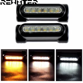 

Black Motorcycle Highway Bar Switchback Driving Light White Amber LED For Crash Bars For Harley Touring Models