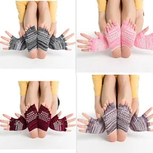 3 пары носков Для женщин, на босую ногу, упражнения Фитнес Non-Slip без носок у этой модели нет пятки носки Йога носки Пилатес+ йога Половина Finger противоскользящие перчатки