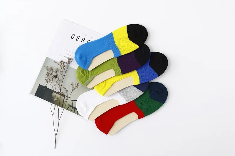 5 пар в партии бренд Pier Polo кепки с сеточкой на весну, невидимый Для мужчин's Носки в повседневном стиле Модные чесаный хлопковые носки-тапочки; короткие мужские носки