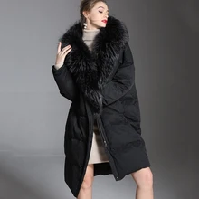 Long Down Jackets Big Raccoon Fur Women's Winter Jackets Female Luxurious Thicken Duck Down Outerwear Medium Length Parkas Lady цена Long Down Jackets Big Raccoon Fur Women's Winter Jackets Female Luxurious Thicken Duck Down Outerwear Medium Length Parkas Lady цены онлайн