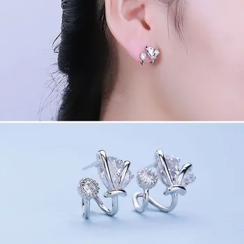 

Factory Direct Sale S925 Pure Silver Curved Inlay Earrings A Wholesale Fashion Joker Tremella Nail Factory