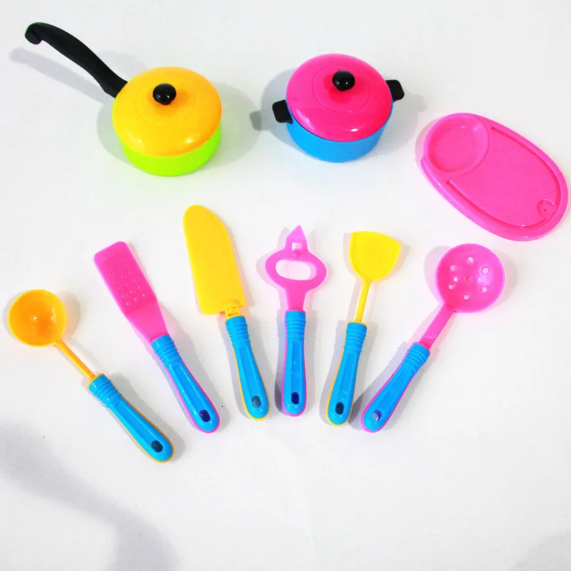 Children Kitchen Set Pretend Play Cut Toy Utensils 11PCS Plastic Kids