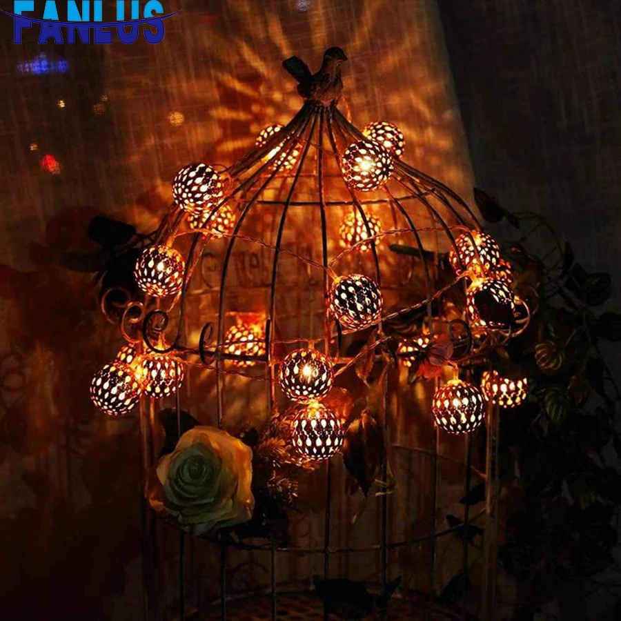 

2M/10Lights LED Moroccan Style Strip Light String Ball Eid Mubarak Wedding Happy Babyshower Birthday Party Home Decoration Favor