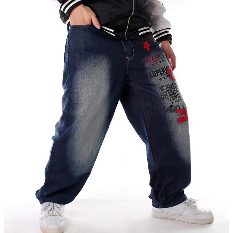 Мужские джинсы Широкие джинсовые брюки свободные хип-хоп джинсы для скейтборда прямые брюки женские шаровары плюс размер 30-46