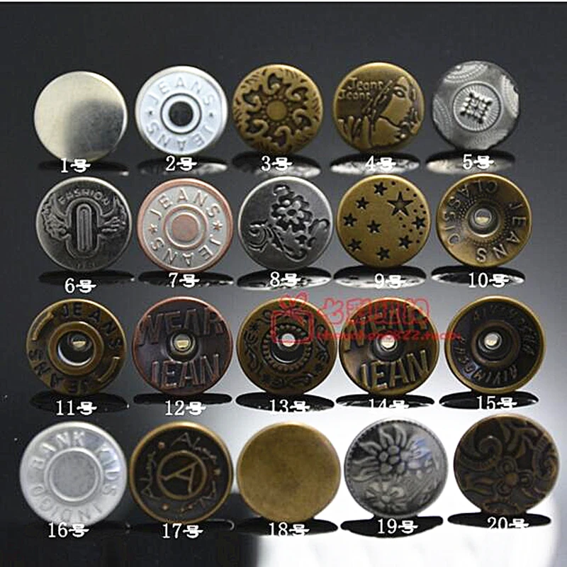 10sets/lot 20mm bronze fashion metal brass jeans button shank button