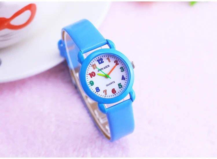 Детские цветные цифровые кварцевые кожаные часы для мальчиков и девочек милые электронные спортивные часы montre enfant
