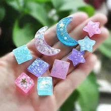 20pcs resin sailor moon star for DIY phone decoration hair craft nail decoration mixed colors