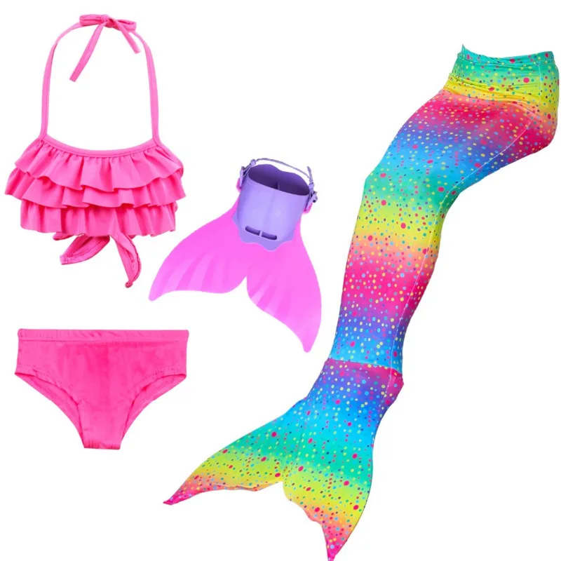 

girls mermaid tail for swimming costume with monofin little swimwear swimmable mermaid tails flippers swimsuit bathing suit kids
