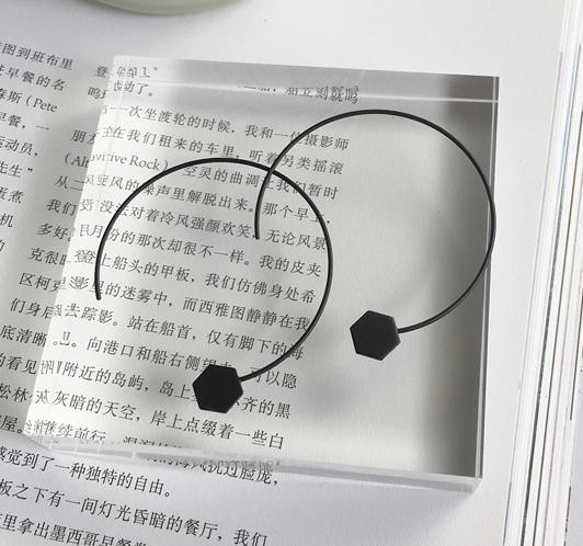 Geometric Semicircular Hexagon Earrings, Black Earrings For Women Bijuteria Feminina Bijoux Femme Marque De Luxe Gothic