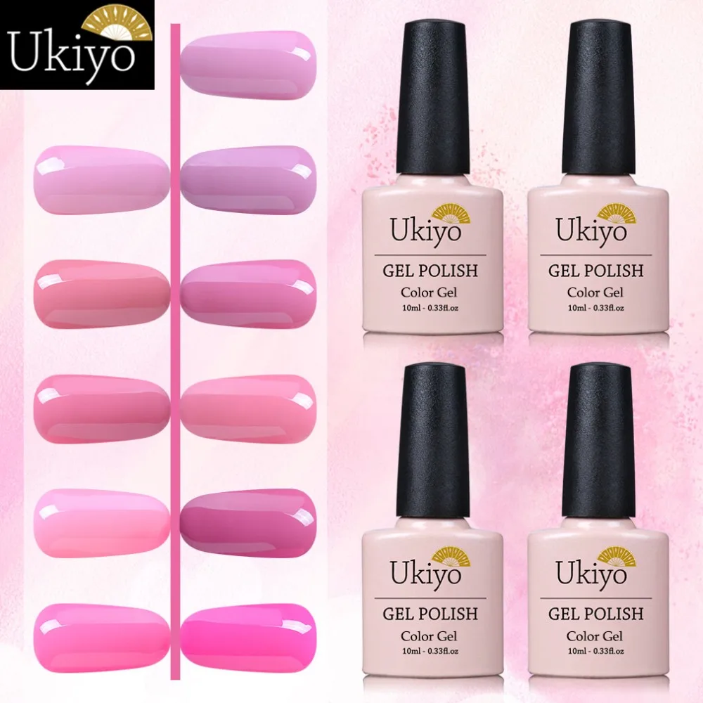  Ukiyo 10ML Pink Color Series Lucky Soak Off UV Gel Nail Polish Base Top Coat Primer Hybrid Gel Lak 