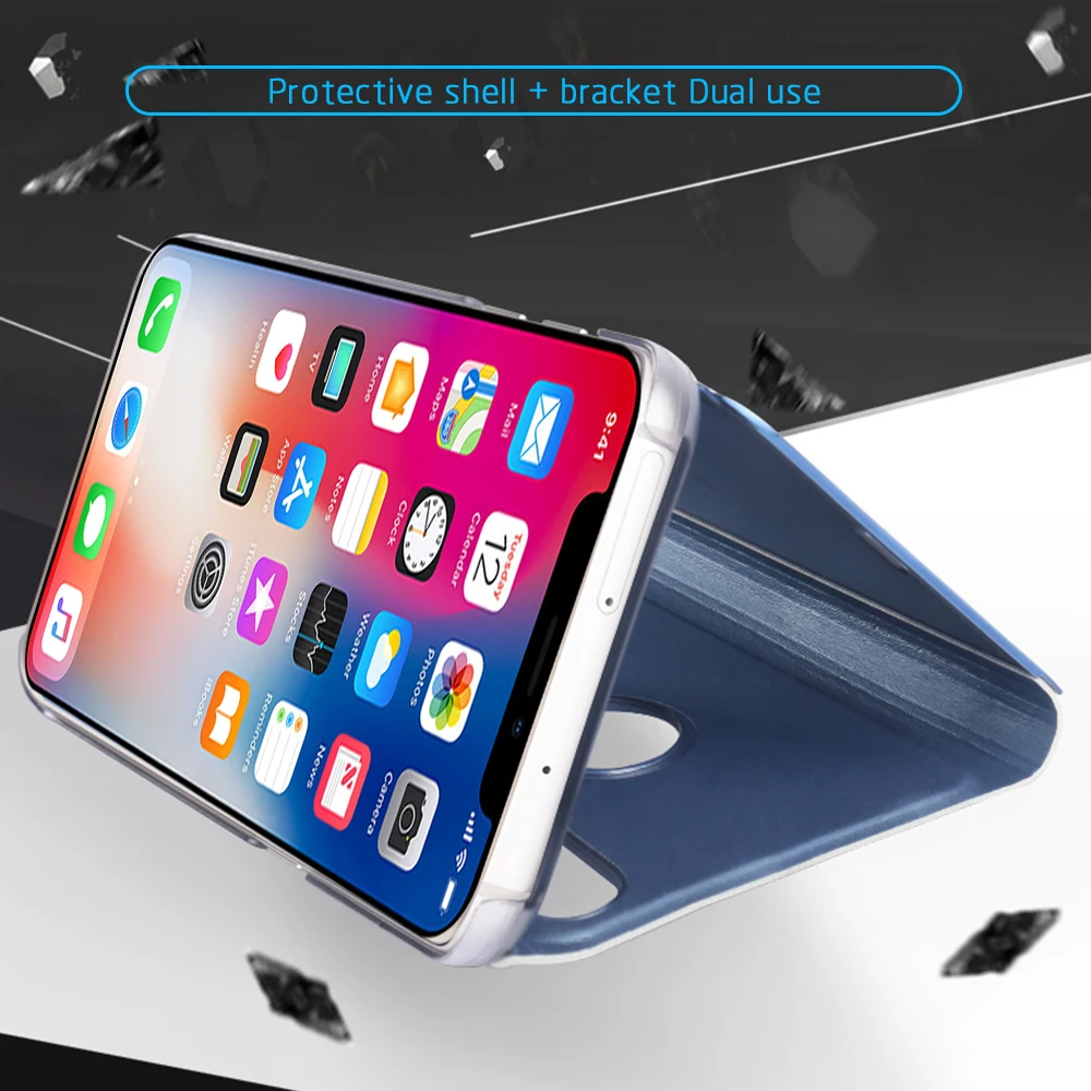 Умный чехол для телефона для iPhone XR XS Max с гальваническим покрытием, зеркальный Чехол-книжка для iPhone X 8 7 6 Plus 6 S, чехол с полной защитой