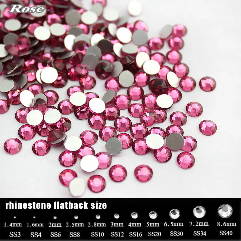 

SS3-SS34 Rose Color rhinestone for Nail Art,(288-1440pcs)/pack Flat back Non Hotfix Glue on Nail Art Rhinestones,Boutique