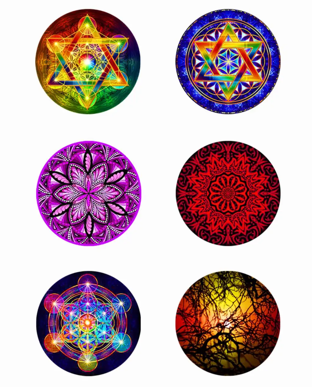 20pcs Glass Cabochons For Jewelry Making Mandala Pattern Handmade Round