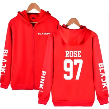 

Autumn Winter Kpop blackpink Member Number Print Hoodies Women Fleece Harajuku Zipper Sweatshirt Women's tracksuit Sudaderas 4XL