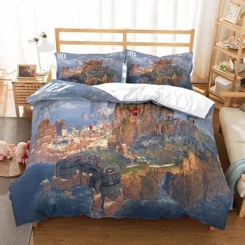 

APEX Legeons Bedding Set 3D Printed Mountain/Sea Water Duvet Cover Set Family Bed Linen Set 3PCS with 2 Pillowcase Bedclothes