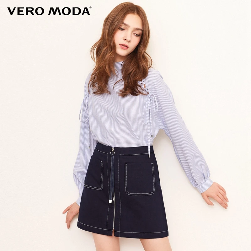 Vero Moda новые женские видимые стежки A-lined мини джинсовая юбка | 318337513