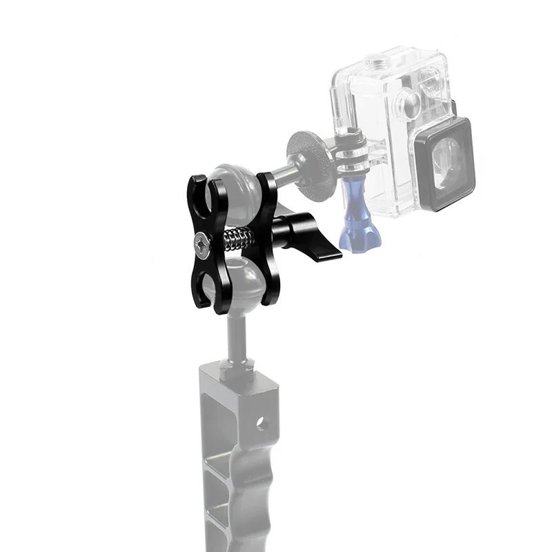 Aluminum CNC 2-Hole Diving butterfly clip Clamp Light Arm Ball Head  Mount Adapter For Gopro Xiaomi Yi Action Camera Tripod Accessories (10)