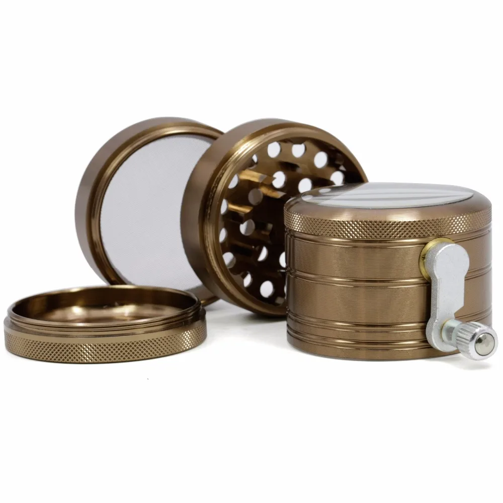 

Latest High Quality Four Layer Aluminum Alloy Hand-grinding Diameter 63mm Side Rocker Grinder for Tobacco Herb Cigarette
