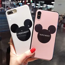 Hot sell High Quality Plexiglass Cute cartoon Mickey Minnie Case For iPhone X 8 7 6 6s Plus Soft edge Hard back cover Casing