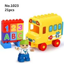 21 шт Большой Размеры Diy строительные блоки школьный автобус и развивающие игрушки для детские, для малышей детский подарок совместимый с