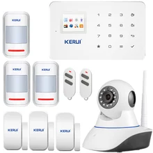 GSM Сигнализация SMS сигнализация главная охранной сигнализации Сенсорный Экран TFT APP управления PIR Motion Sensor door sensor + wi-fi ip камеры