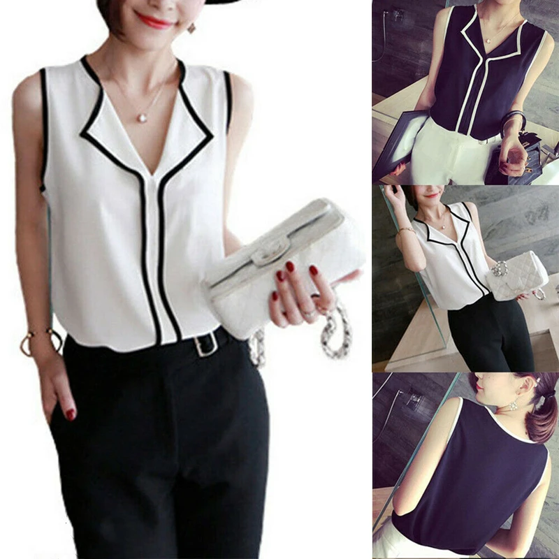 Fashion Women Summer V Neck Loose Vest Top Sleeveless Blouse Tank Tops