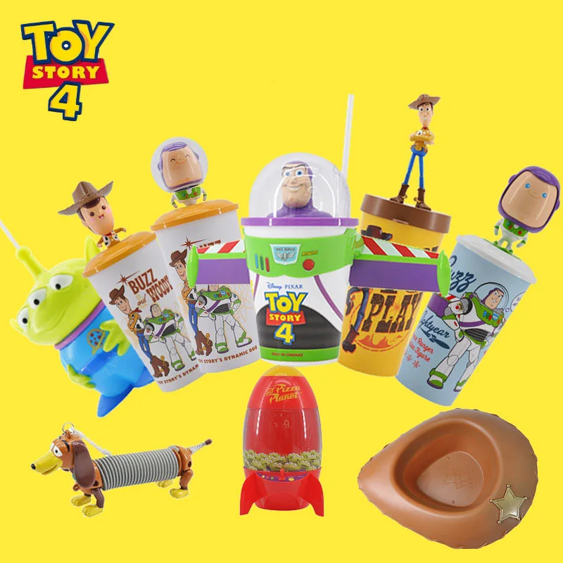 

Action Cartoon Movie Toy Story 4 Newest Popcorn Buckets Shake Head BUZZ LIGHTYEAR WOODY Alien Model Cups Fans Gift Original Toys