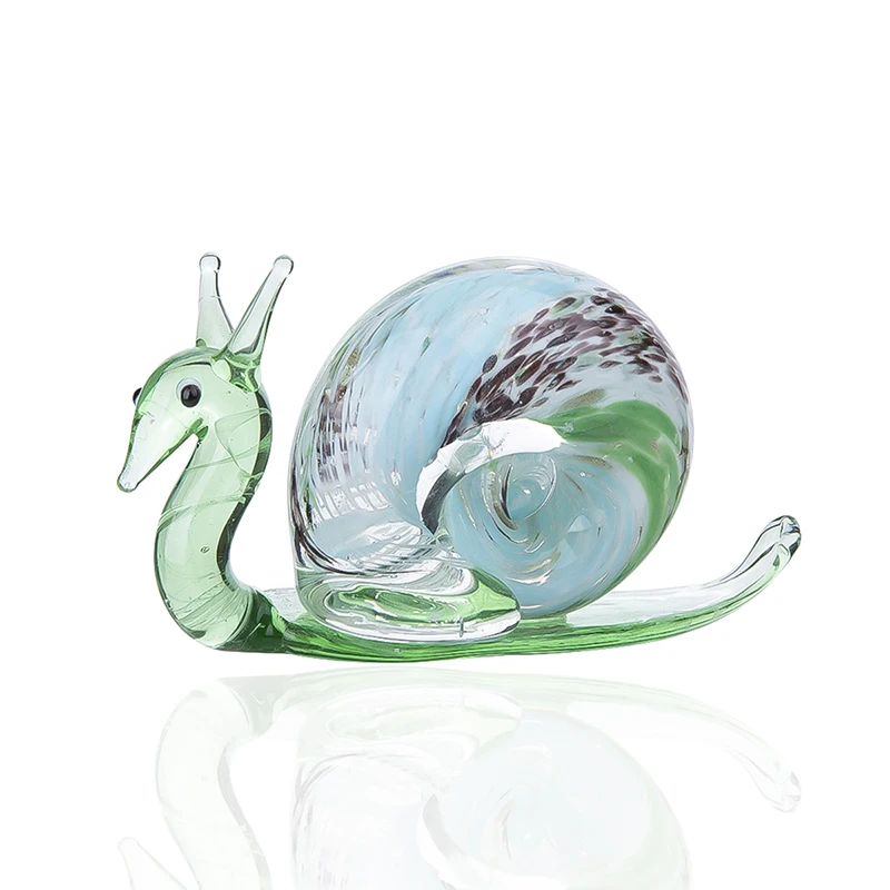 

H&D Handmade Snail Blown Glass Figurine Gift for Christmas Birthday Mini Animal Statuettes Home Desktop Decoration Accessories