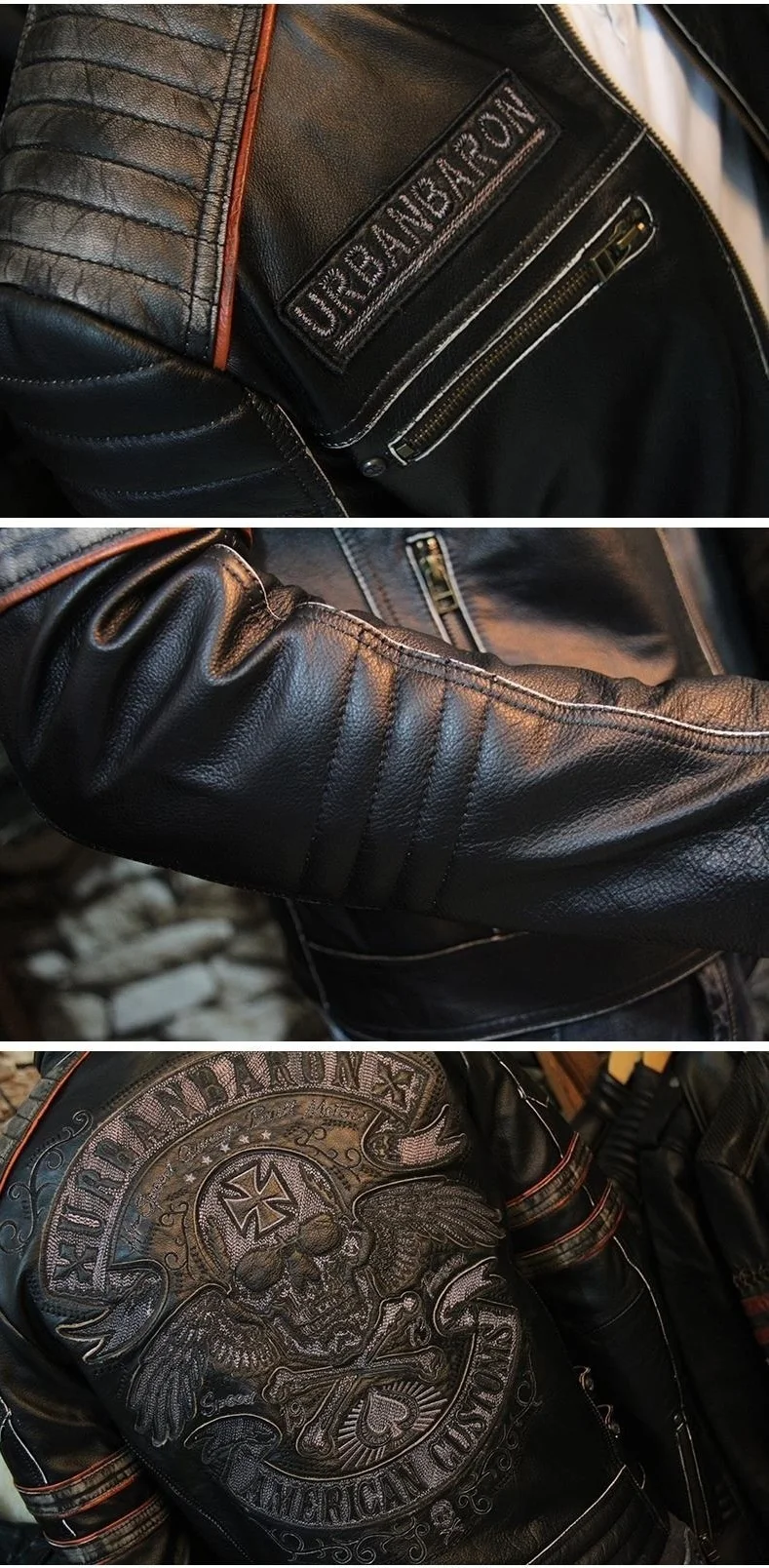 Free shipping.2019 sales New Brand plus size black men skull leather Jackets men's genuine Leather biker jacket.motorbiker coat