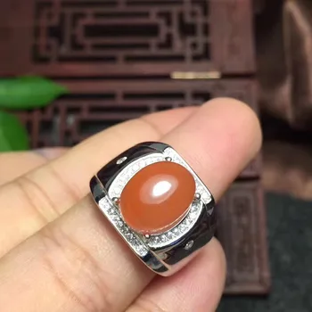 

Men Ring South Red Agate Natural Real South Red Agate 925 sterling silver Gem size 10*12mm Fine South Red Agate Men Ring