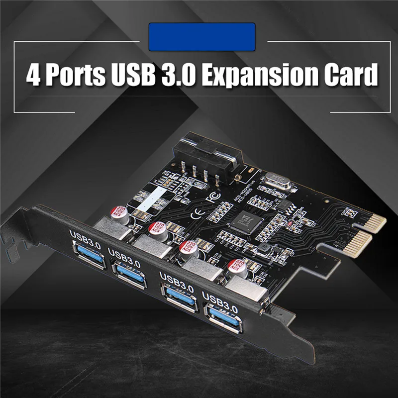4 puertos USB 3,0 PCI-E adaptador de tarjeta de expansión 4 pines conector de alimentación para componentes de ordenador de escritorio añadir en tarjetas