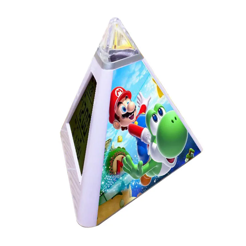 

Super Mario Digital Clocks thermometer Triangulo LED Alarm clock pyramid led Desk Clocks watch reveil wekker reloj despertador