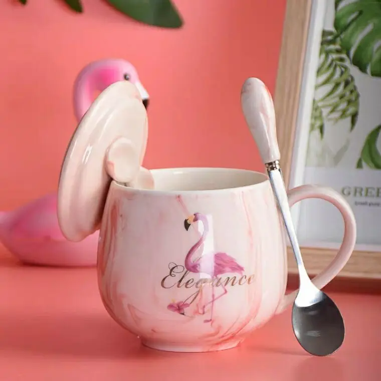 

Hot Sale 2019 Sweet Flamingo Coffee Mug 380ml Tea Cup Ceramic Milk Lemon Juice Tea Mug Creative Gift Bar Beer Mug Wholesales